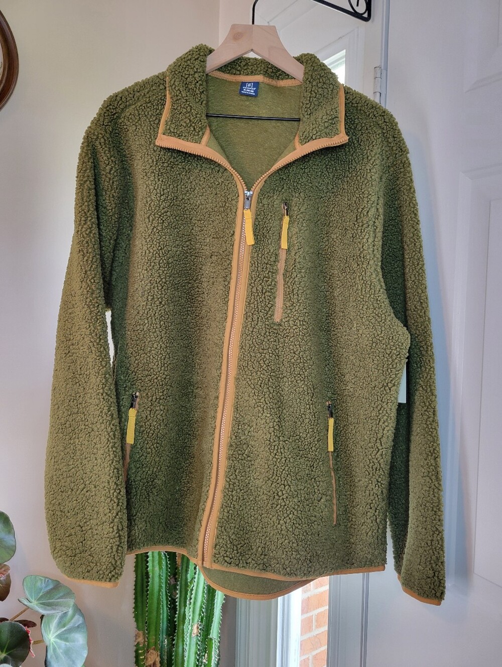 NEW George Full Zip Sherpa Forest‎ Olive Green One Pocket Jacket, Size Mens XL